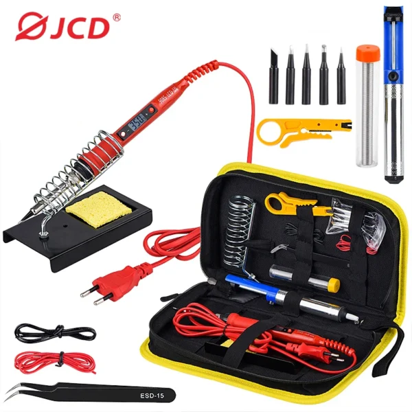 Soldering iron kit adjustable temperature 220V 80W LCD solder welding tools Ceramic heater soldering tips Desoldering Pump