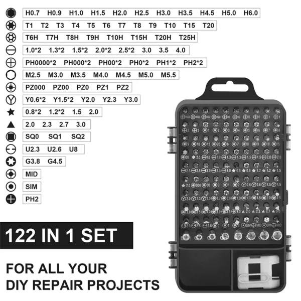122 in 1 Precision Screwdriver Set Magnetic Drill Bits Phillips Torx Bits Nut Driver Professional Electronic Repair Tools - Image 2