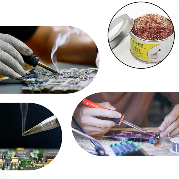 Soldering Iron Tip Cleaner Desoldering Cleaning Ball Welding Soldering Iron Mesh Filter Metal Wire Stand Steel Ball Tin Remover - Image 3